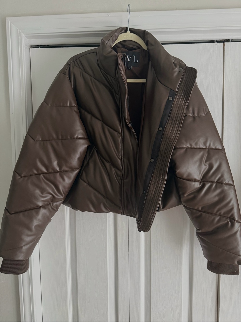 IVL Chocolate Brown Cropped Puffer Jacket - Women's